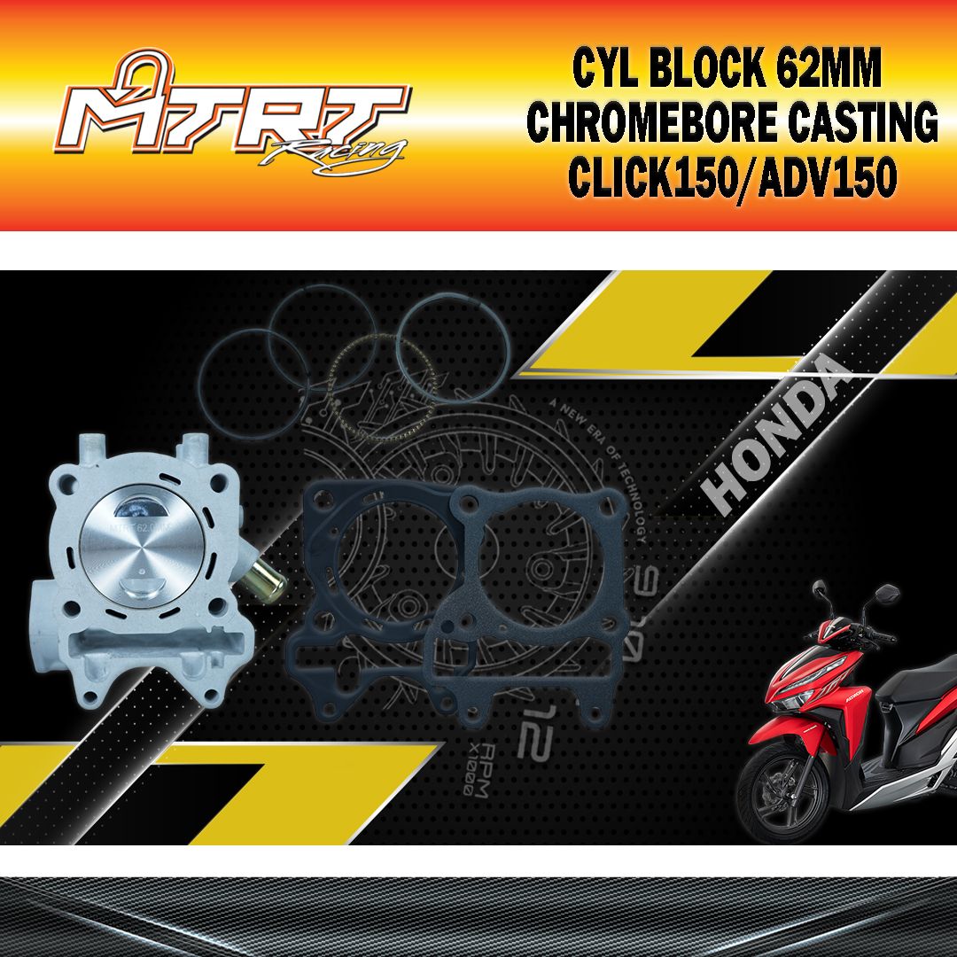 CYL BLOCK ADV150/CLICK150 62MM CHROMEBORE CAST MTRT P14