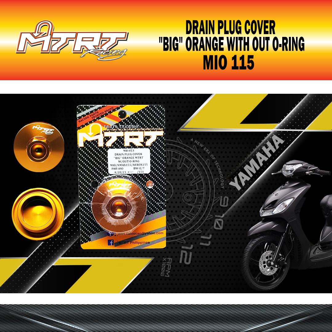 DRAIN PLUG COVER &quot;BIG&quot;  ORANGE MTRT W/OUT O-RING MIO/NMAX155/AEROX155