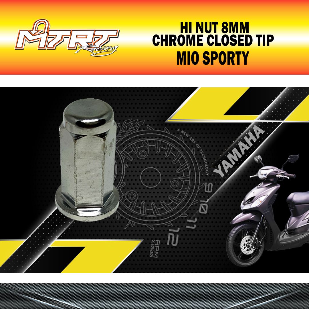 HI NUT MIO 8MM CHROME CLOSED TIP