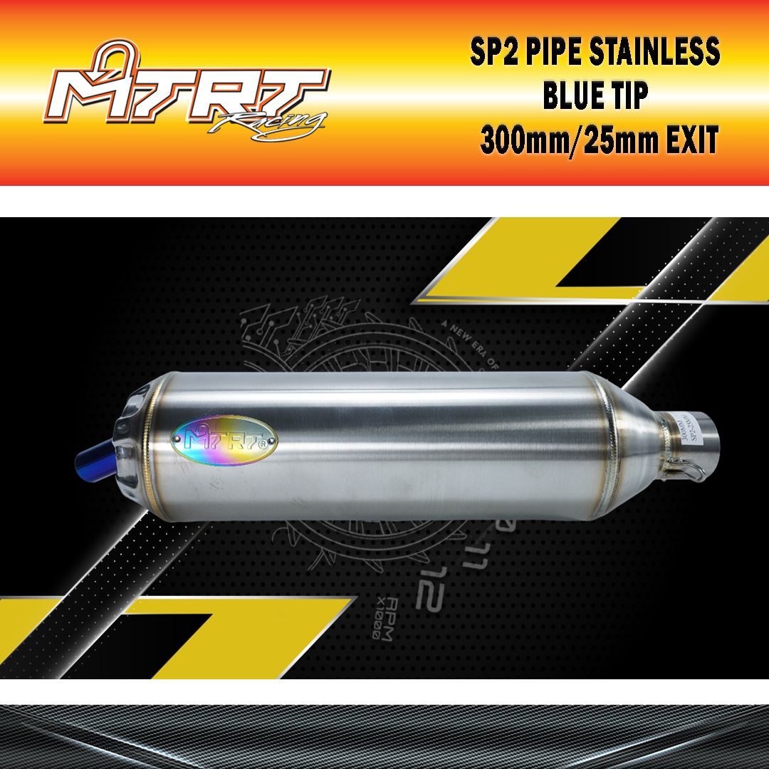 SP2 PIPE STAINLESS BLUE TIP MTRT CANISTER ONLY 300mm/25mm EXIT