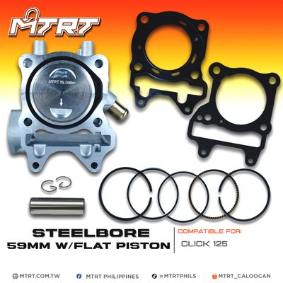 BLOCK CLICKi125 only  59MM STEEL BORE W/ Flat piston MTRT