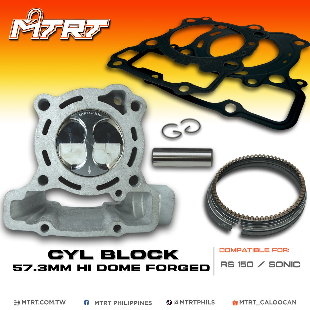 CYL BLOCK RS150/SONIC 57.3MM HI DOME FORGED PISTON MTRT