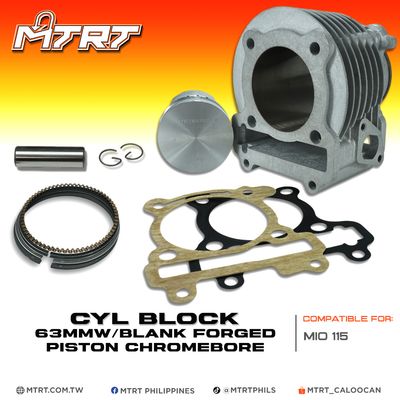 CYL BLOCK MIO 63MM w/BLANK FORGED PISTON CHROMEBORE MTRT