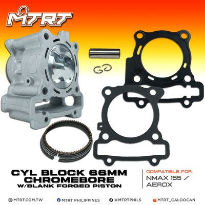 66MM CHROMEBORE CYLINDER BLOCK FOR NMAX/AEROX  WITH BLANK FORGED PISTON MTRT