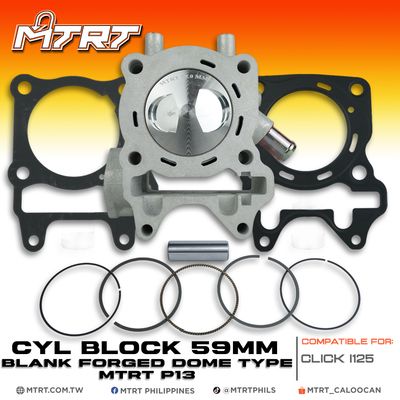 CYL BLOCK CLICKi125  59MM CHROMEBORE BLANK FORGED DOME TYPE MTRT