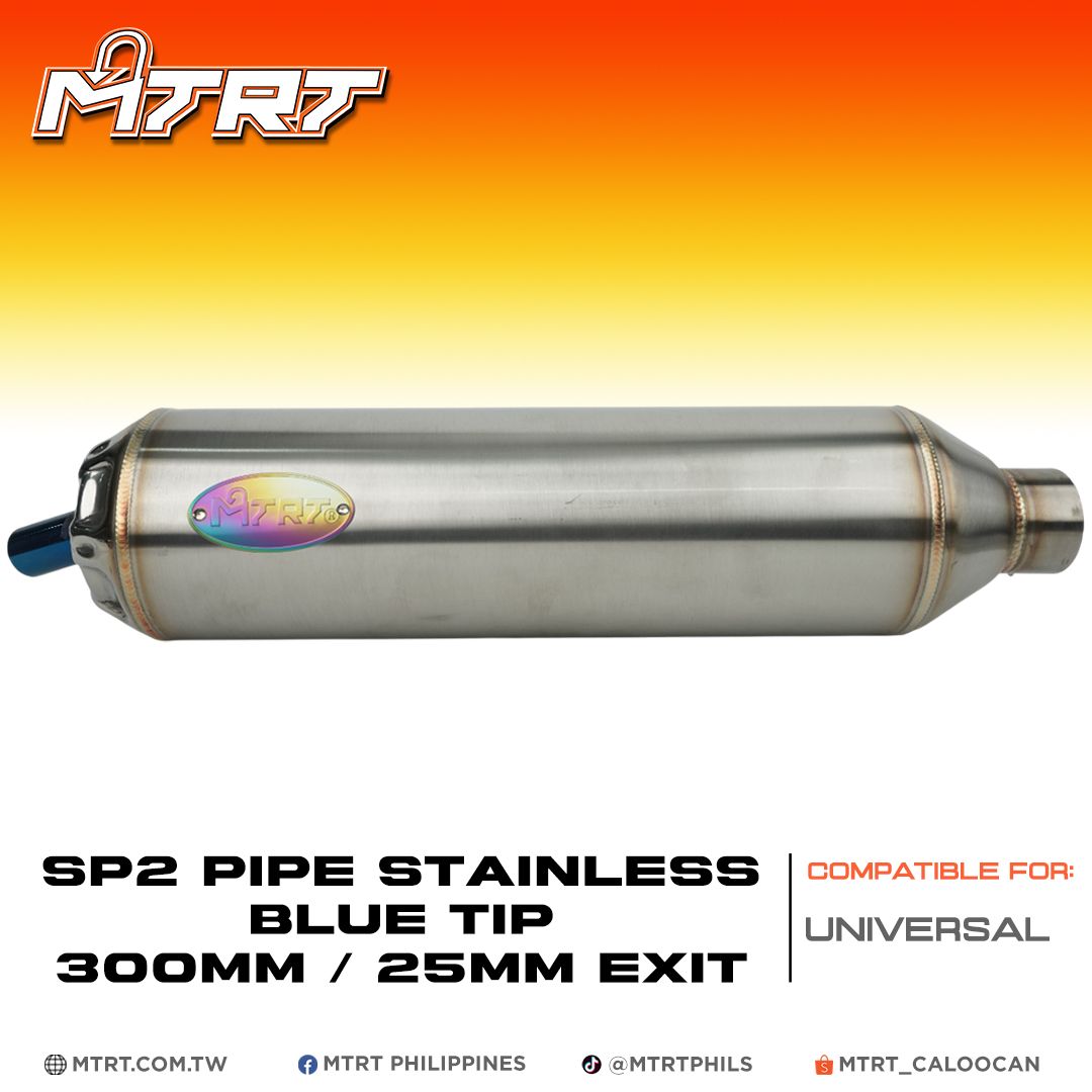 SP2 PIPE STAINLESS BLUE TIP MTRT CANISTER ONLY 300mm/25mm EXIT