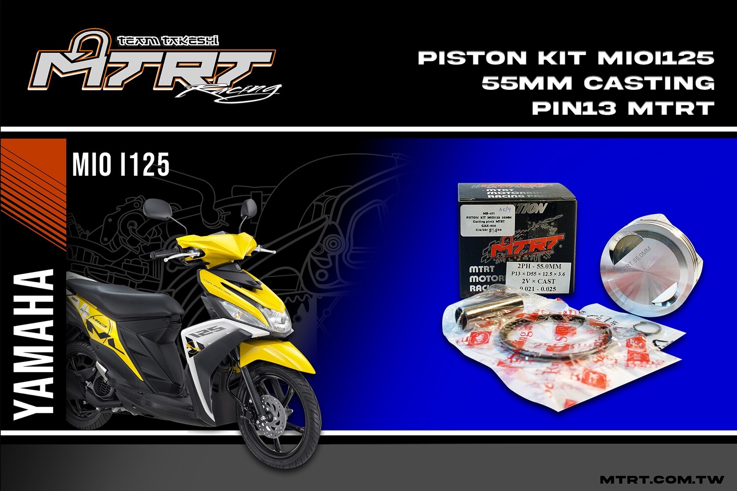 PISTON KIT MIOi125 55MM CASTING MTRT