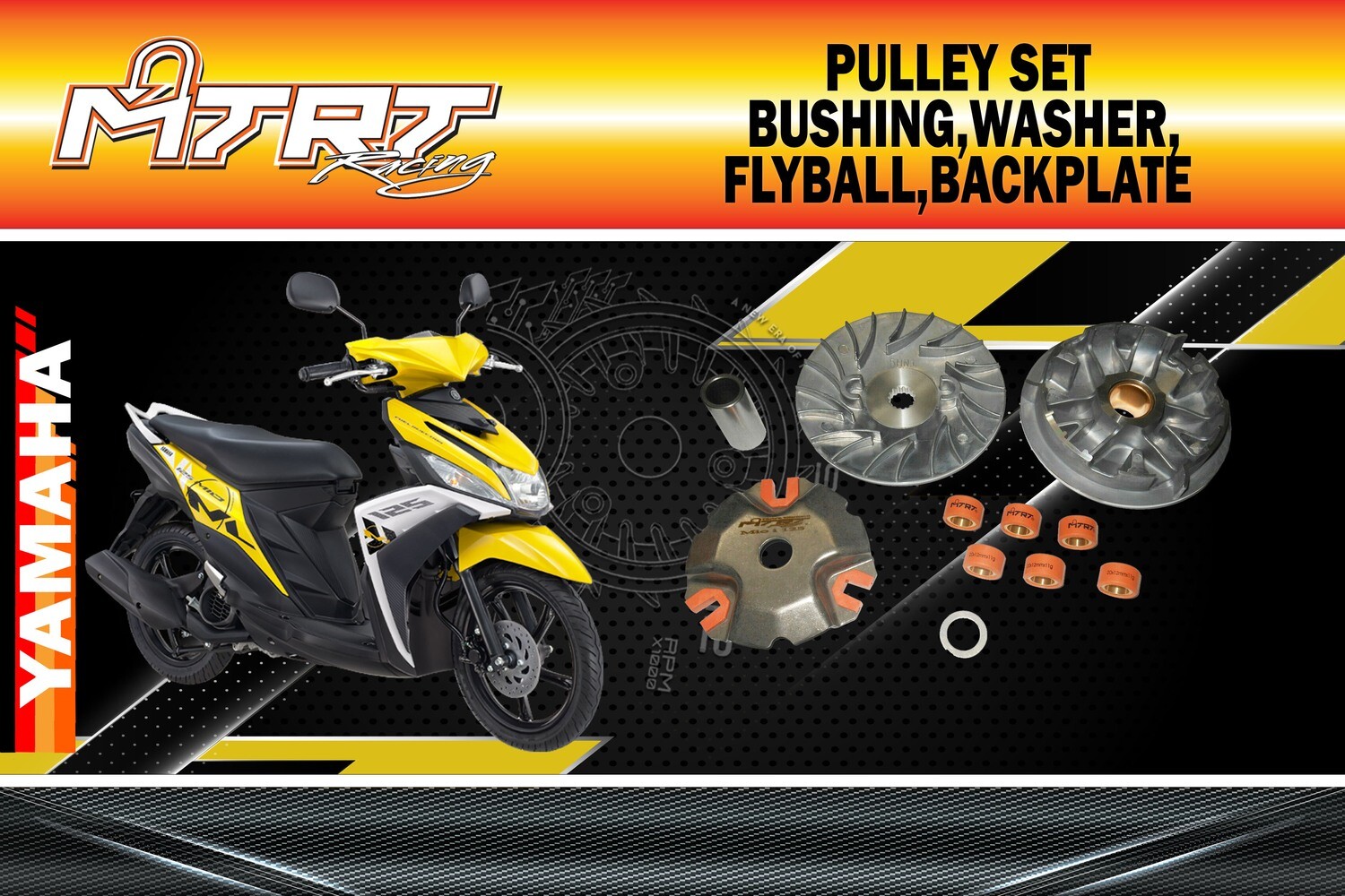 PULLEY SET MIOi125 bushing , washer , flyball , backplate  MTRT