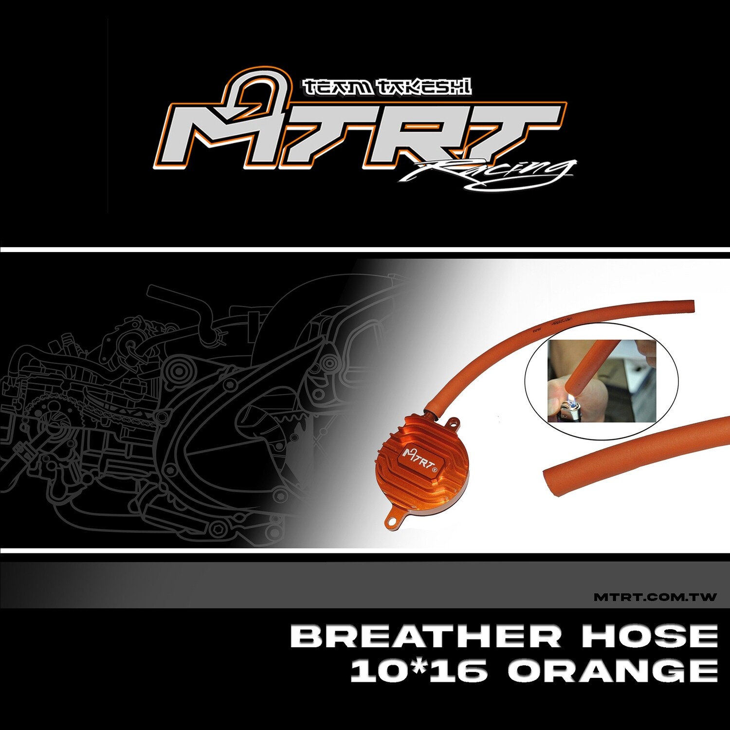 BREATHER HOSE 10MM ORANGE MTRT