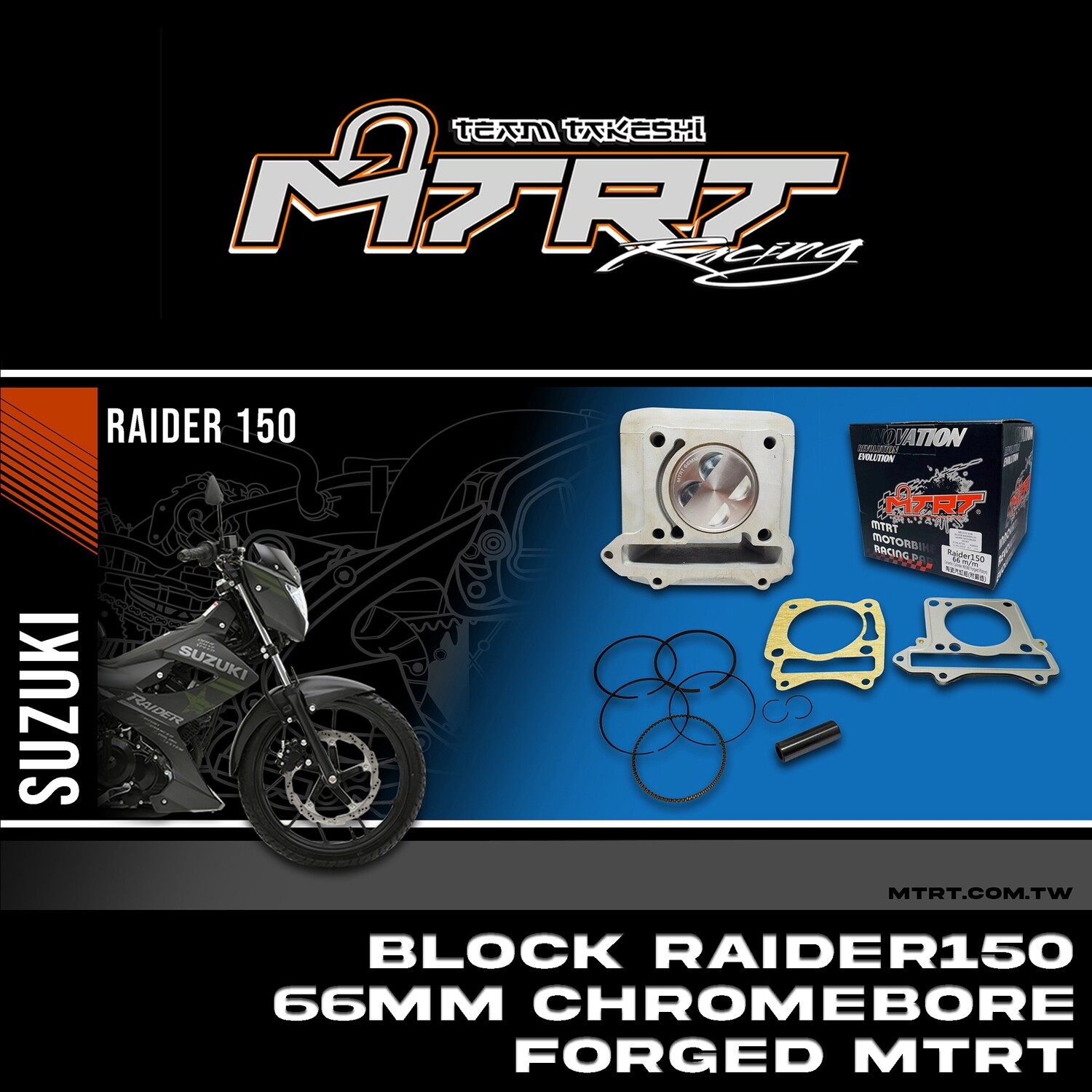 BLOCK RAIDER150  66MM Chromebore FORGED MTRT
