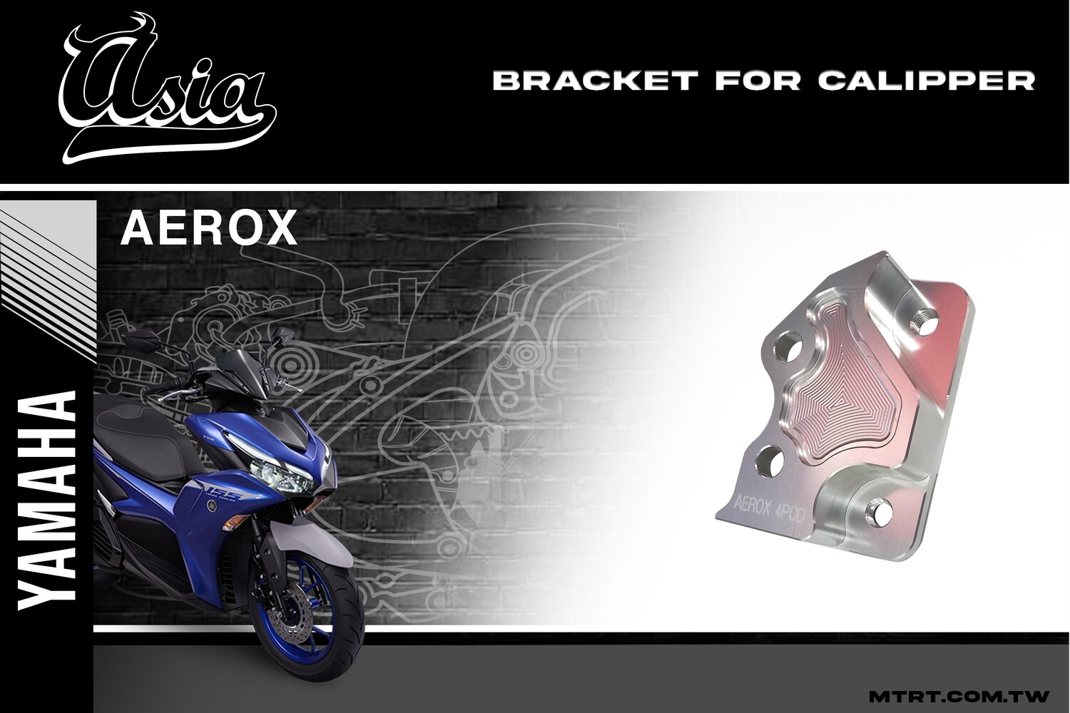 BRACKET FOR CALIPER NMAX/AEROX 4PADS SILVER ASIA