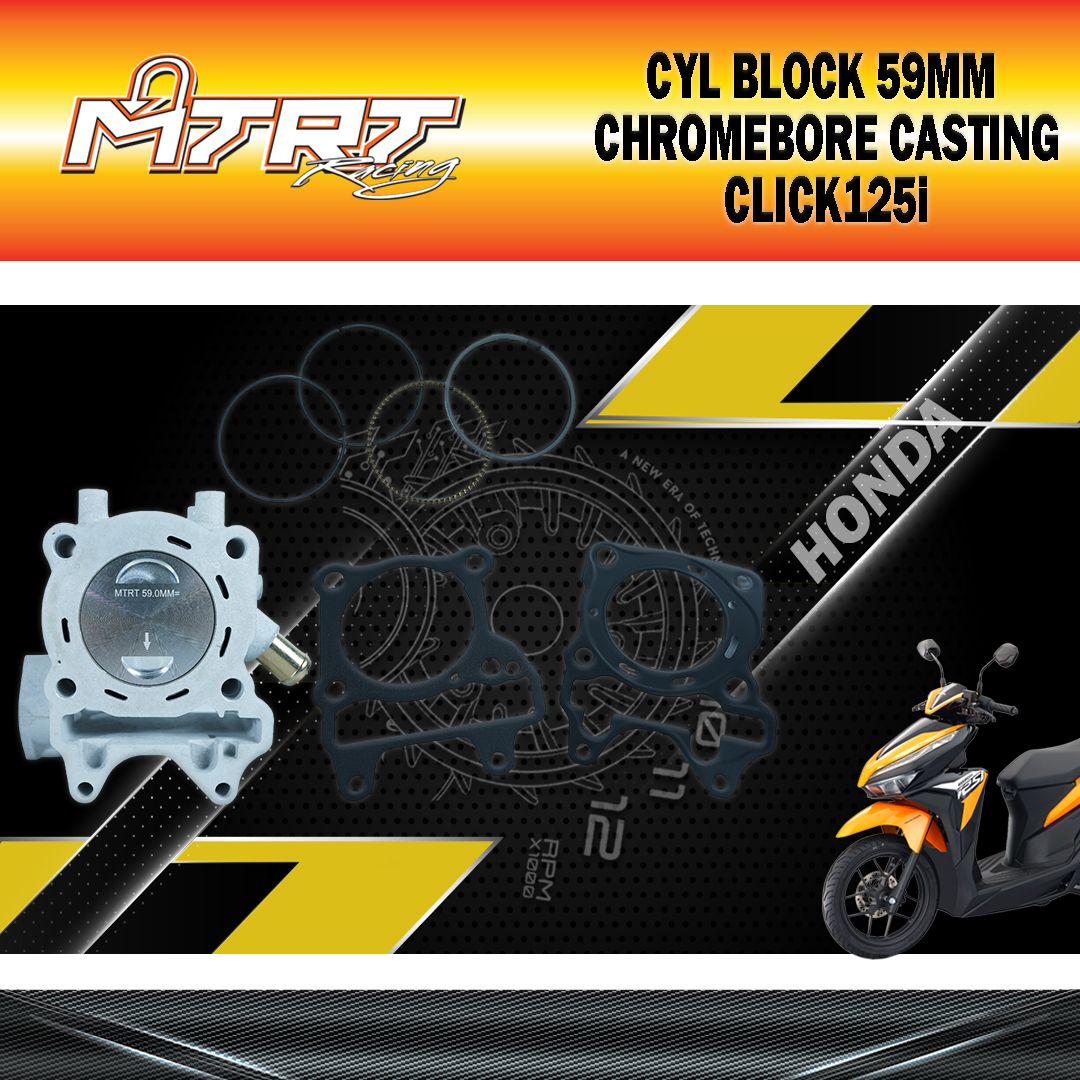 CYL BLOCK CLICKi125 only 59MM CHROMEBORE CAST MTRT P13