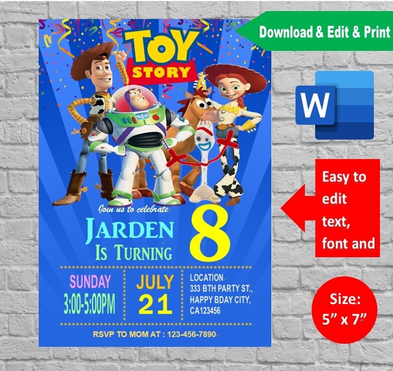 Toy Story Birthday Party Invitation Printable template