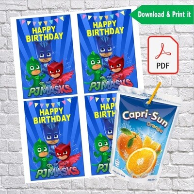 PJ Masks Birthday Party Capri Sun Labels Printable