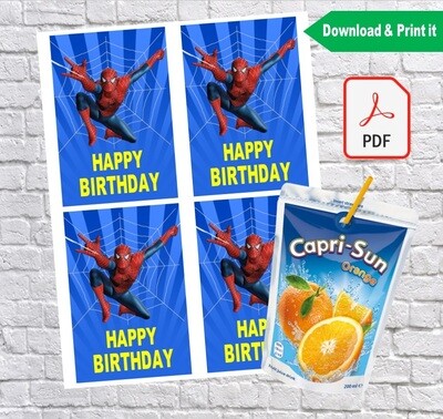Spiderman Birthday Party Capri Sun Labels Printable