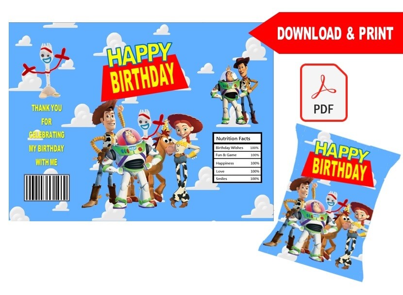 Toy Story Party Favor Chip Bag Wrapper Printable