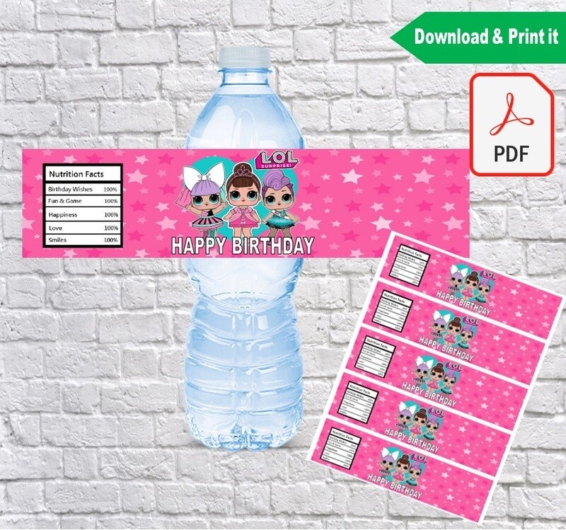 LOL Surprise Dolls Water Bottle Labels Printable