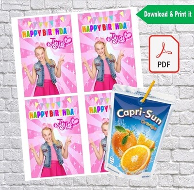 Jojo Siwa Birthday Party Capri Sun Labels Printable