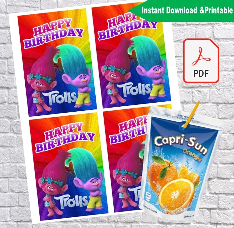 Trolls Poppy Capri Sun Juice Label Printable