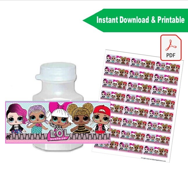 LOL Surprise Dolls Mini Bubble Bottle Labels Stickers