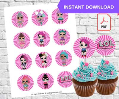 LOL Surprise Dolls Party Cupcake Toppers Printable