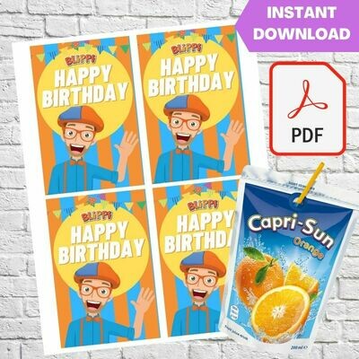 Blippi Party Capri Sun Pouch Labels Printable