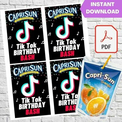 TikTok Capri Sun Pouch Labels Printable