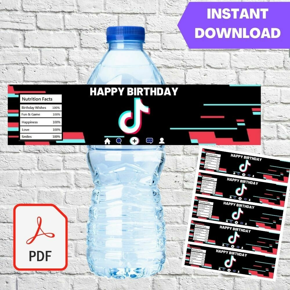 Tiktok Party Water Bottle Labels Printable