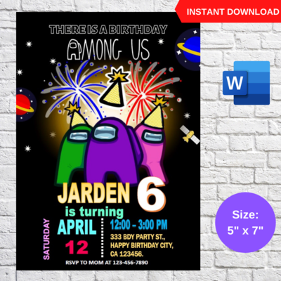 Among Us Birthday Party Invitation Template