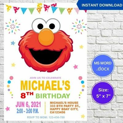 Elmo Sesame Street Birthday Invitation Template