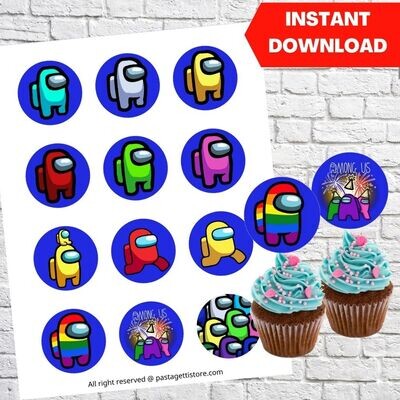 Among Us Party Cupcake Toppers Printable