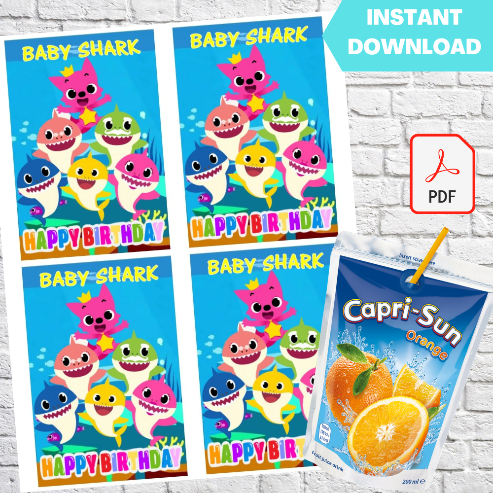 Baby Shark and Pinkfong Capri Sun Labels Printable