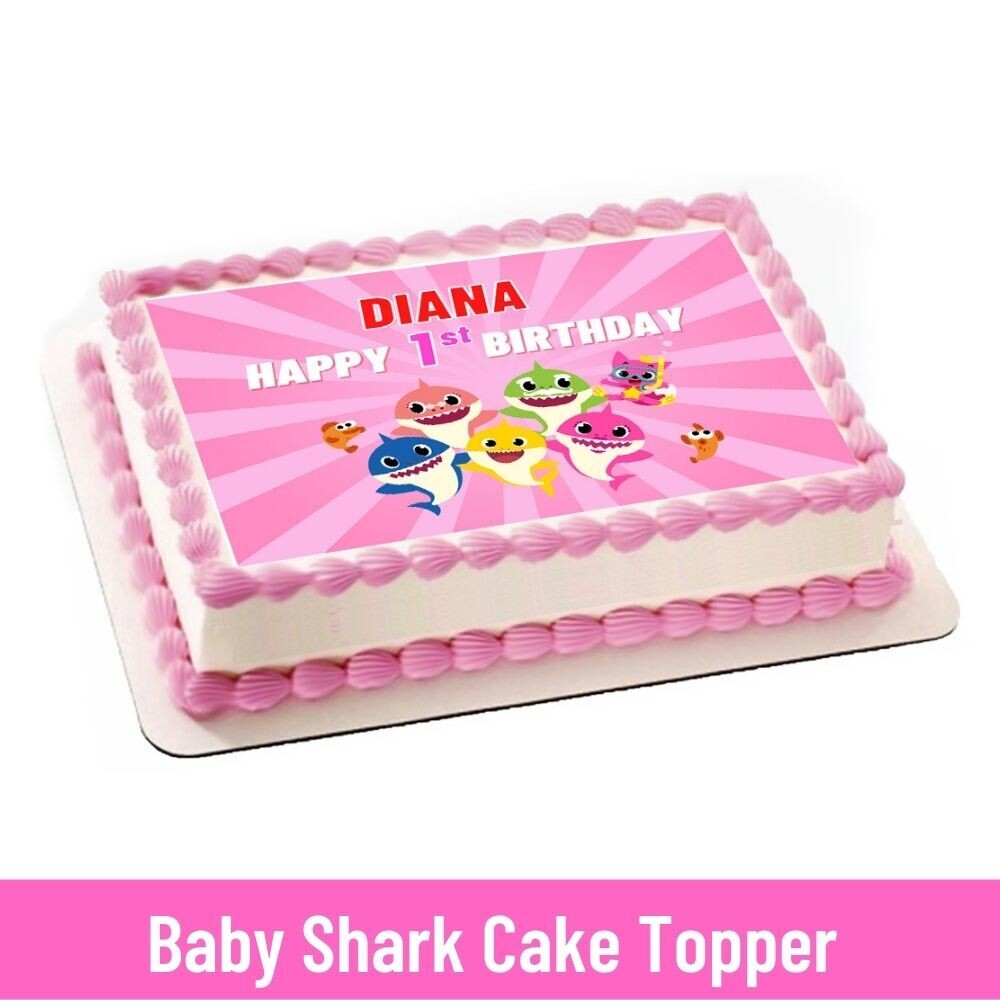 BABY SHARK GIRL Personalised Cake Topper Any Name Any Age