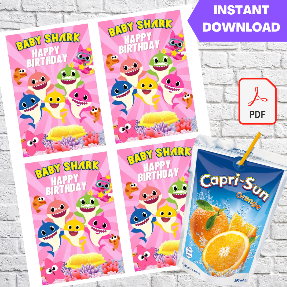 Baby Shark Girls Capri Sun Labels Printable