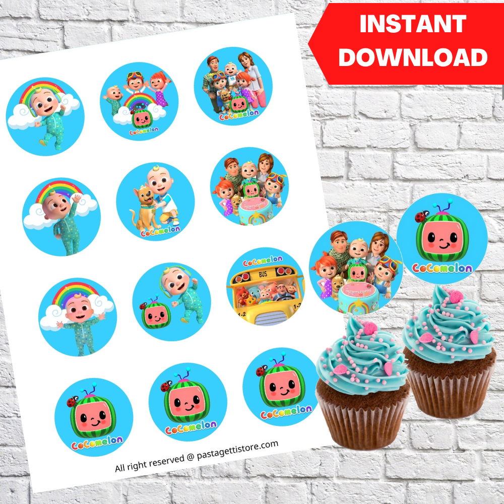 Cocomelon Party Cupcake Toppers Printable