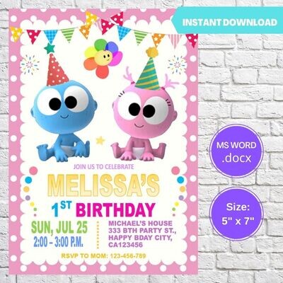 GooGoo & GaaGaa Birthday Party Invitation Template