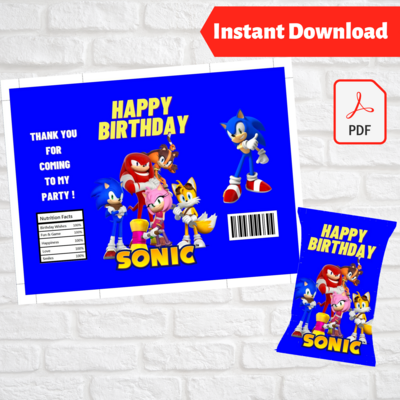 Sonic Party Favors Chip Bag Wrapper Printable