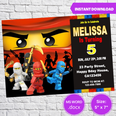 Lego Ninjago Birthday Invitation Template