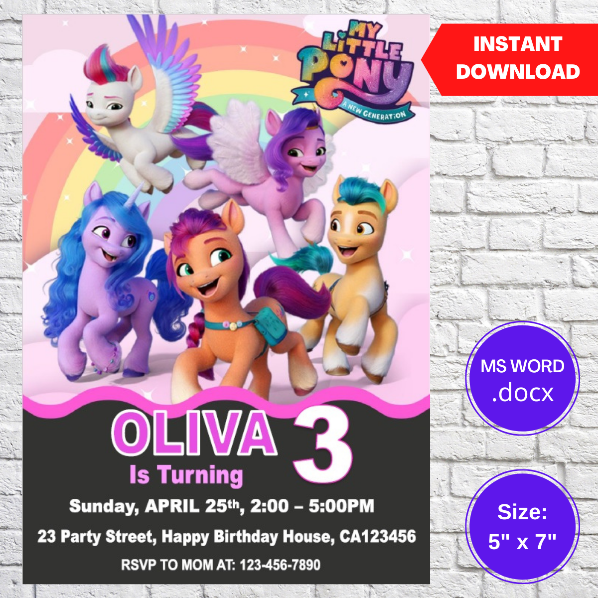 My Little Pony a New Generation Invitation Template