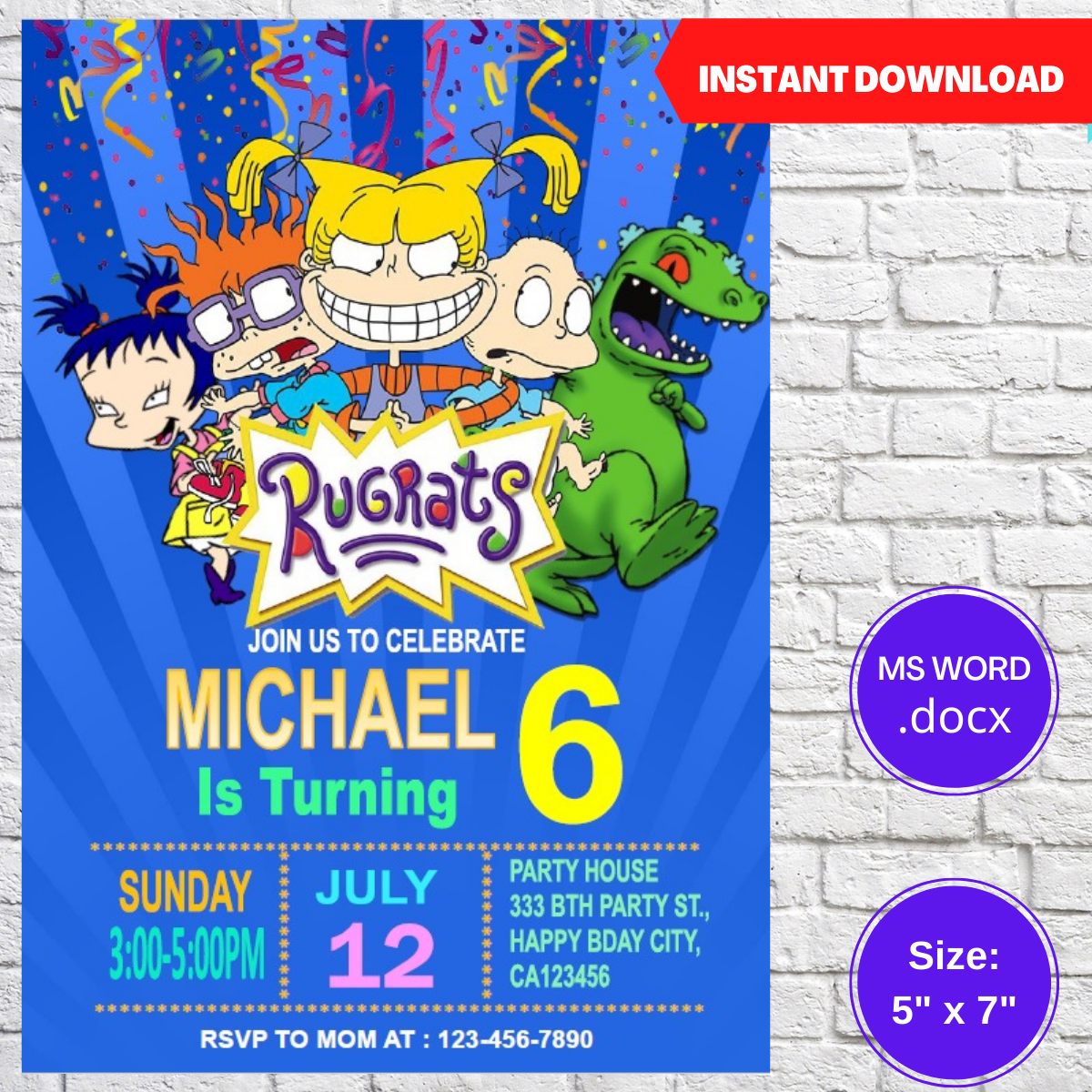 Rugrats Birthday Party Invitation Template