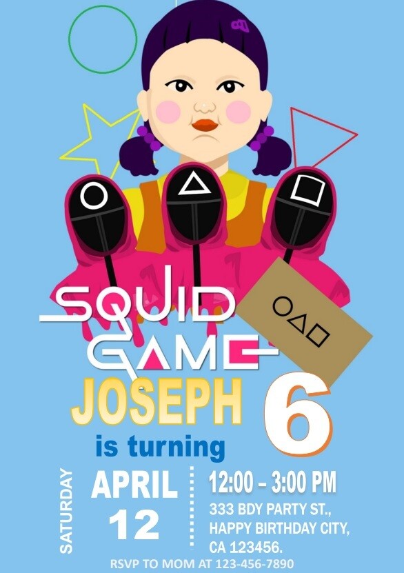 Squid Game Birthday Invitation Template