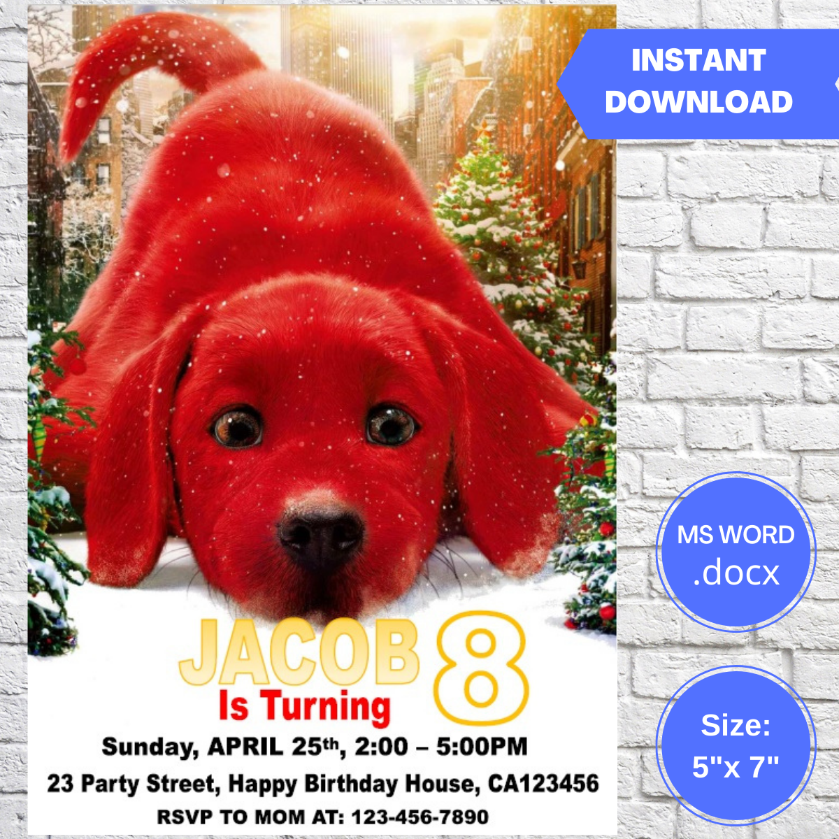 Clifford The Big Red Dog Invitation Template