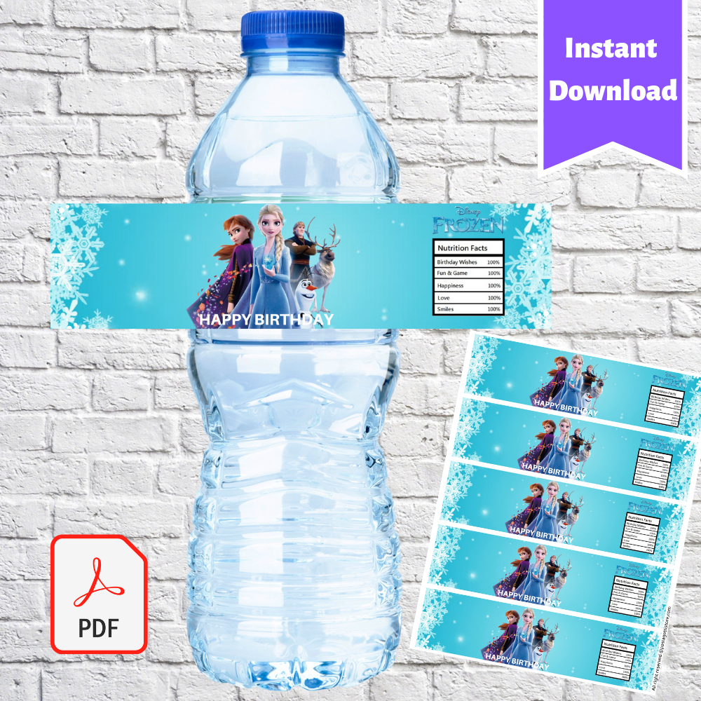 Disney Frozen Party Water Bottle Label Printable