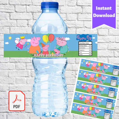 Peppa Pig Party Water Bottle Label Printable