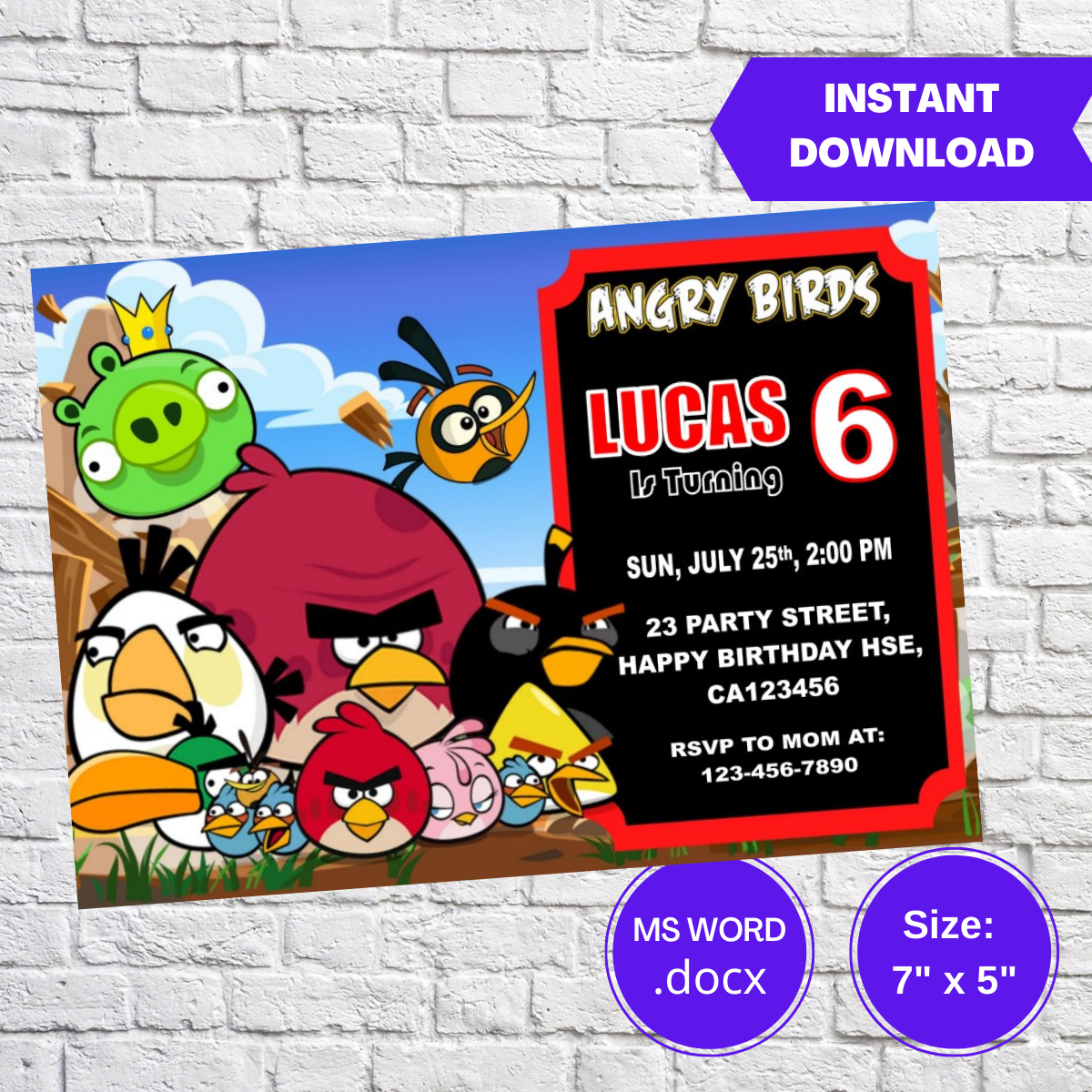 Angry Birds Birthday Invitation Template