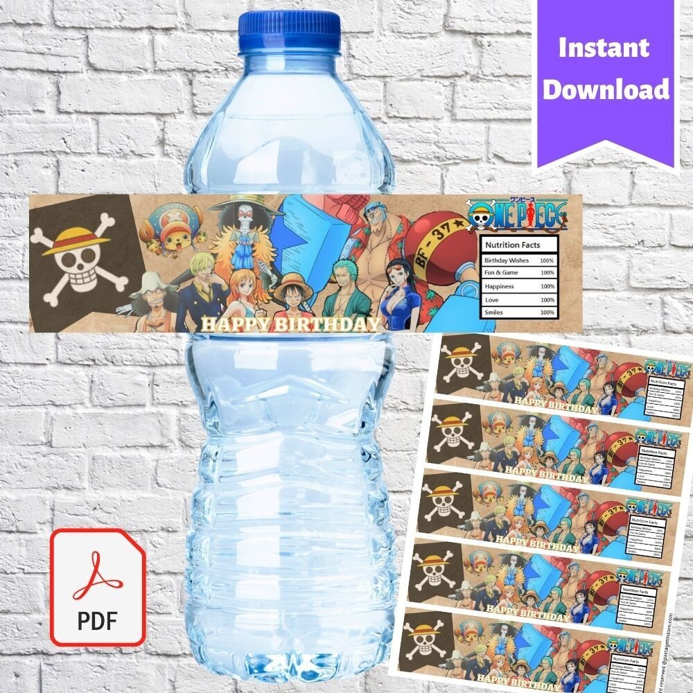 One Piece Party Water Bottle Label Printable