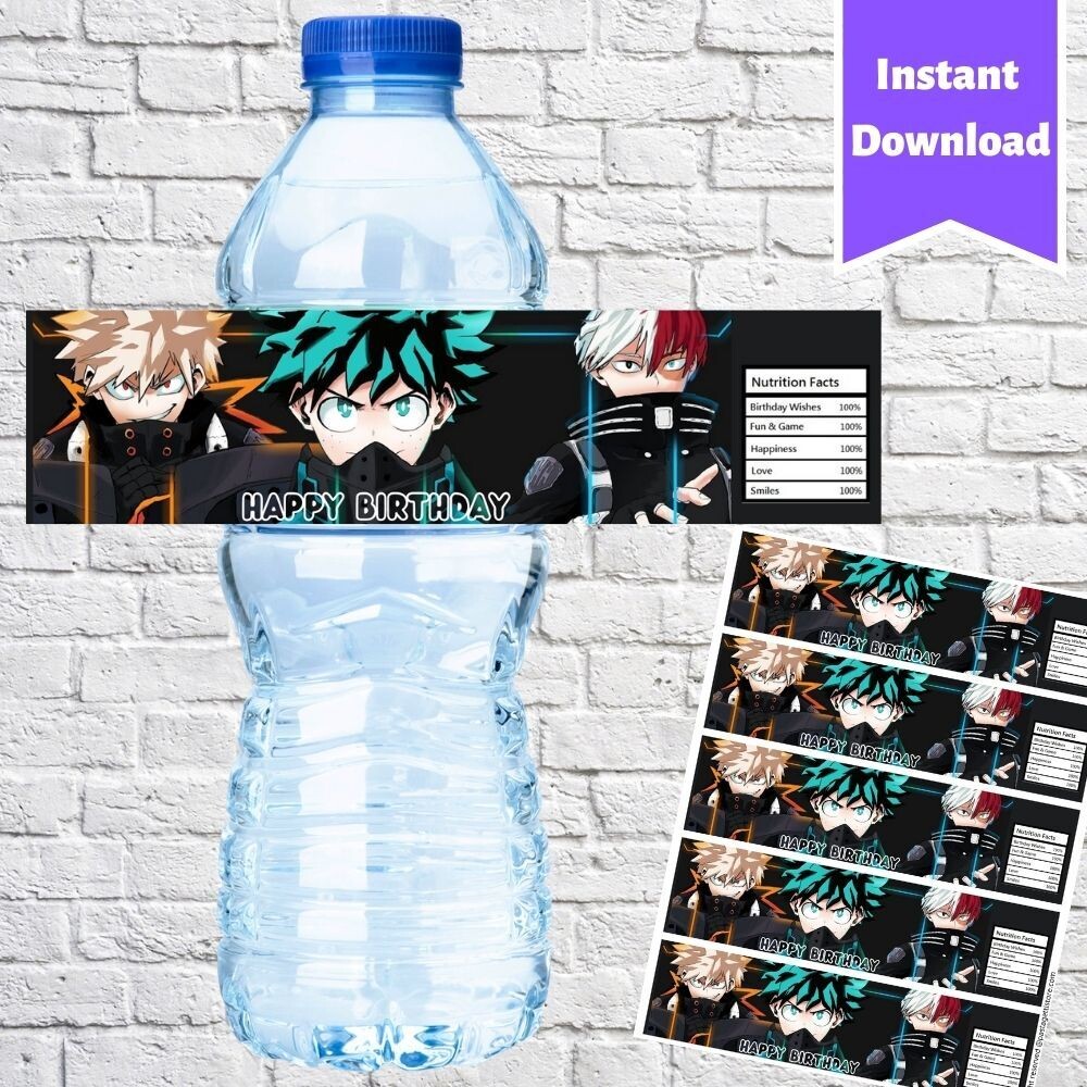 My Hero Academia Water Bottle Labels Printable