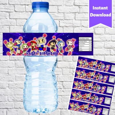 Super Bomber Man Water Bottle Label Printable