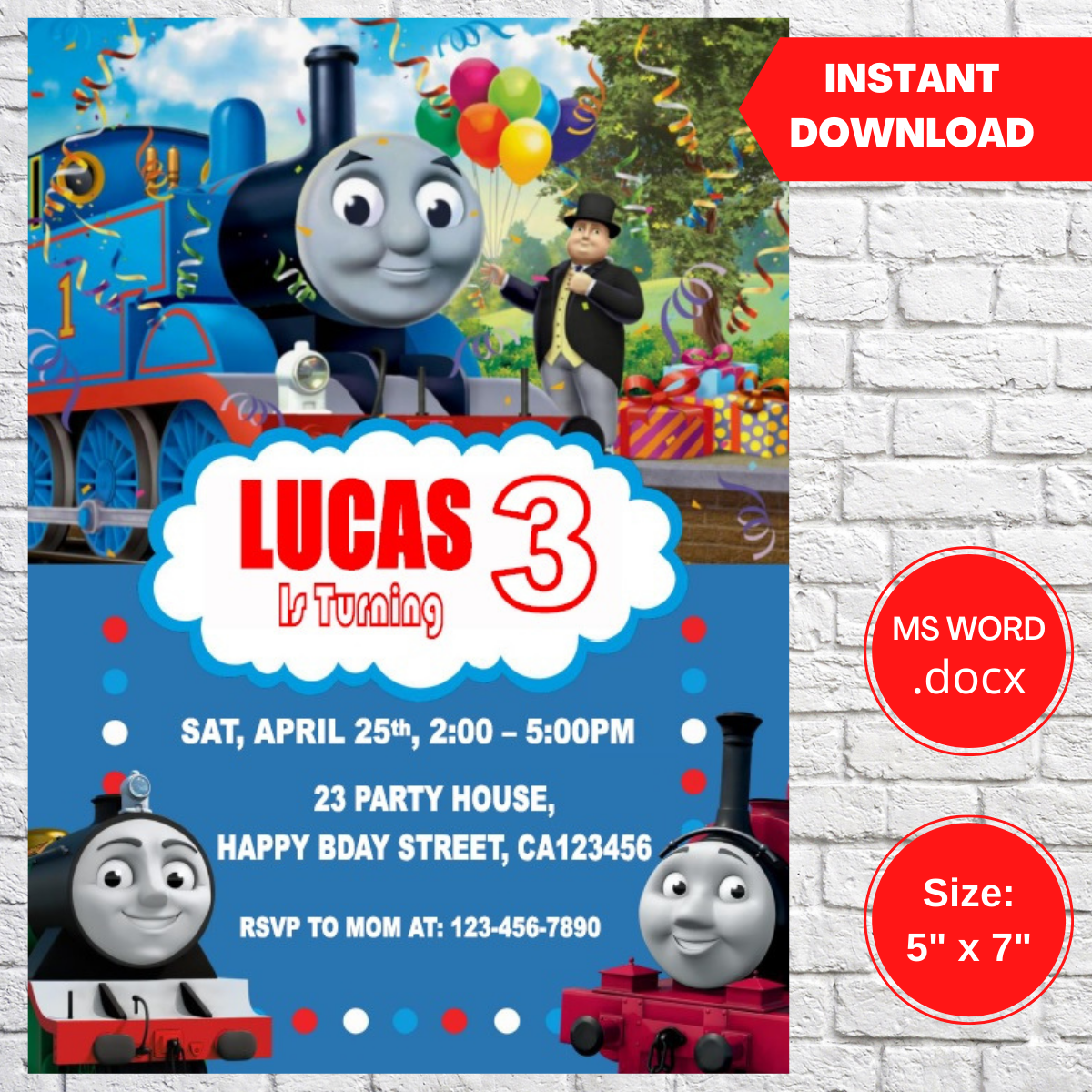 Thomas and Friends Birthday Invitation Template