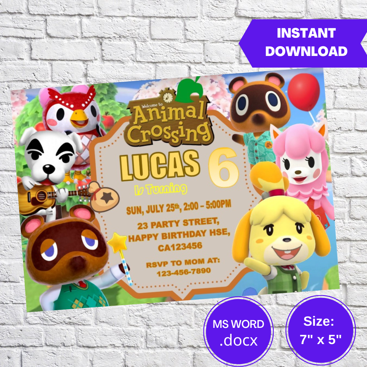 Animal Crossing Birthday Invitation Template